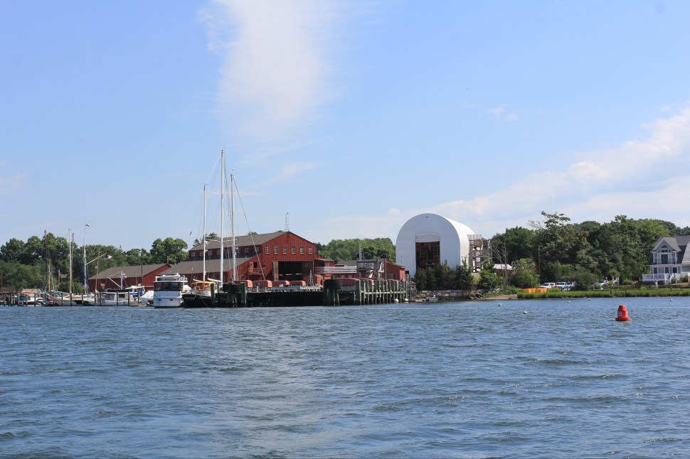 Approaching Mystic Seaport by boat